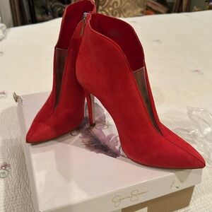 Jessica Simpson red suede booties size 7